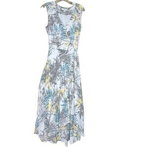 H Halston women’s high low wrap dress Small P abstract print resortwear boho